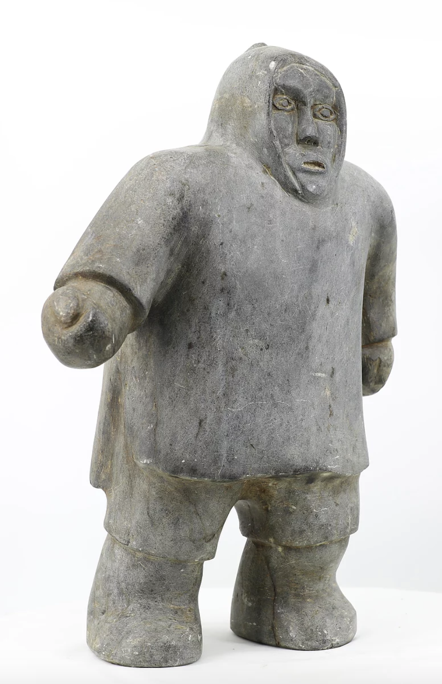  Unidentified Artist Baker Lake Hunter 19 x 14 x 5.5 Inches Basalt c. 1970 SOLD   