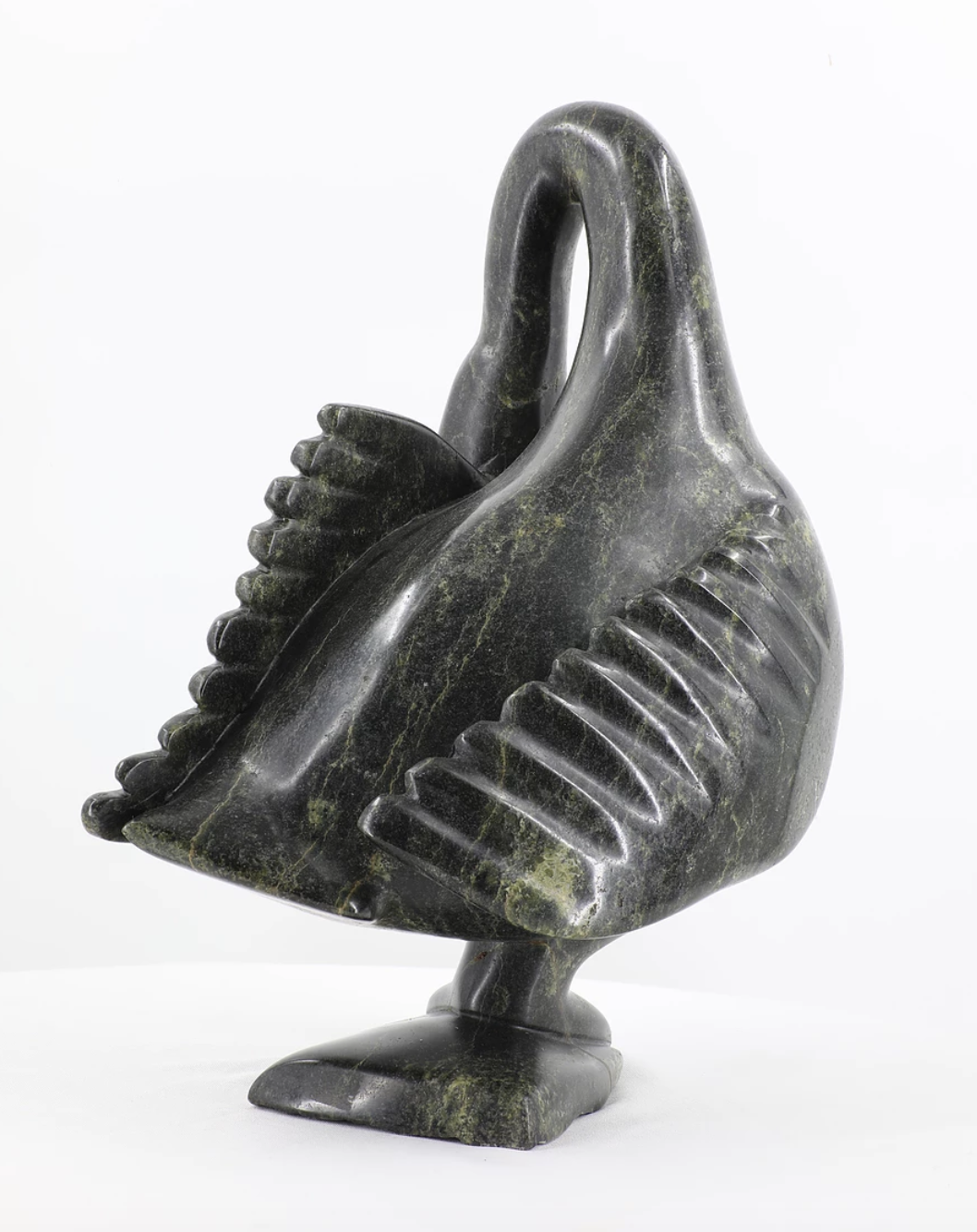  Aqjangajuk Shaa R.C.A. Cape Dorset Goose Preening 14 x 7 x 6 Inches Stone c.1975 *NOTE RESTORATION 