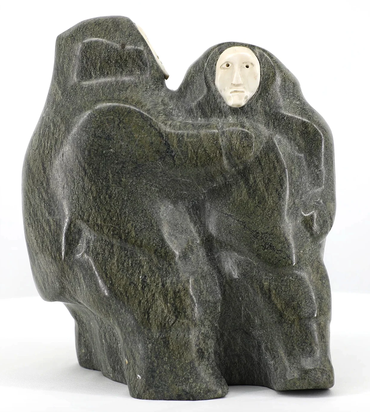  Unidentified Artist Baffin Island Inuit Couple 8 x 7 x 5 Stone, Bone SOLD 