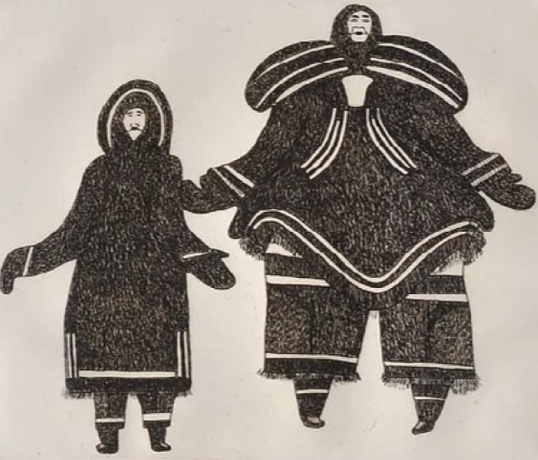  Oshoochiak Pudlat Cape Dorset My Sister and Brother 17 x 19 Inches Etching 24/25 1984 SOLD 