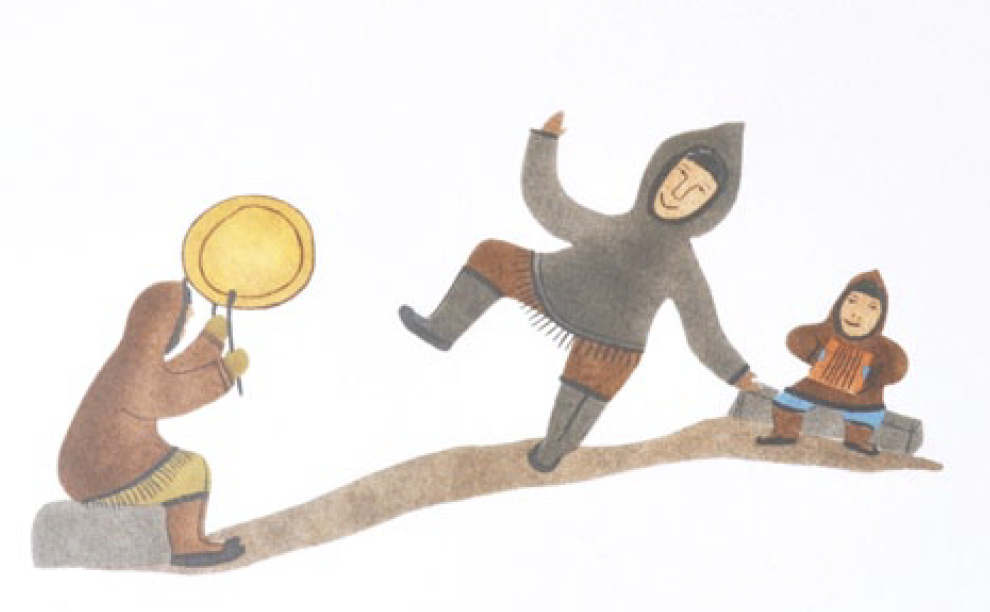  Elisapee Ishulutaq Pangnirtung Happy Dancer 16.3 x 9.8 Inches Stencil 18/50 1980 SOLD 