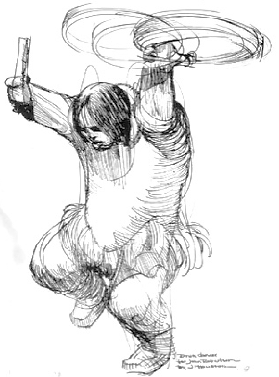  James Houston Cape Dorset Drum Dancer 14 x 11 Inches Ink on Paper C. 1960’s SOLD 