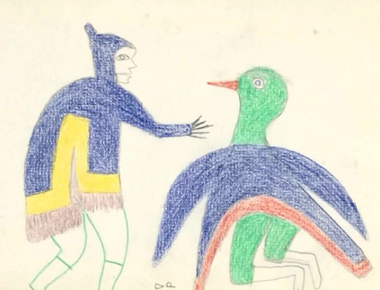  Jessie Oonark Baker Lake The People Within 6 x 8 Inches Coloured Pencil 1970 SOLD 