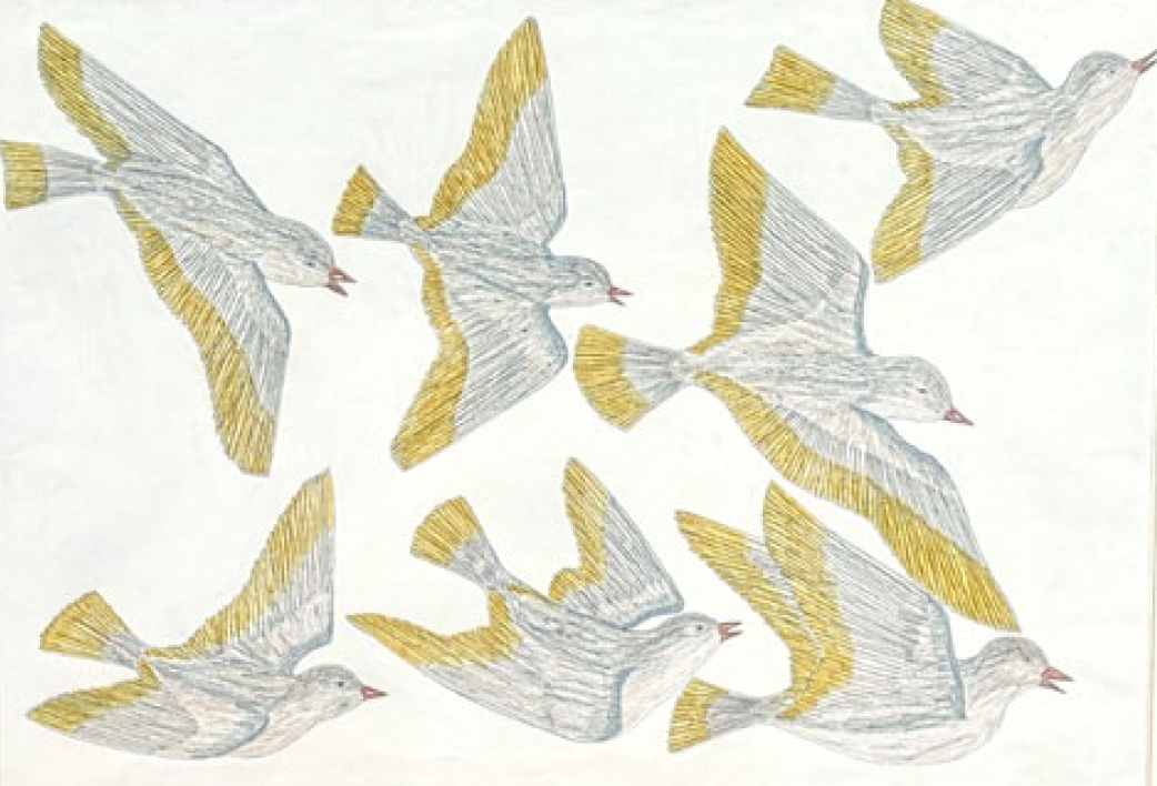  Marjorie Esa Baker Lake Flying Birds (1) 21.5 x 29.5 Inches Drawing SOLD 