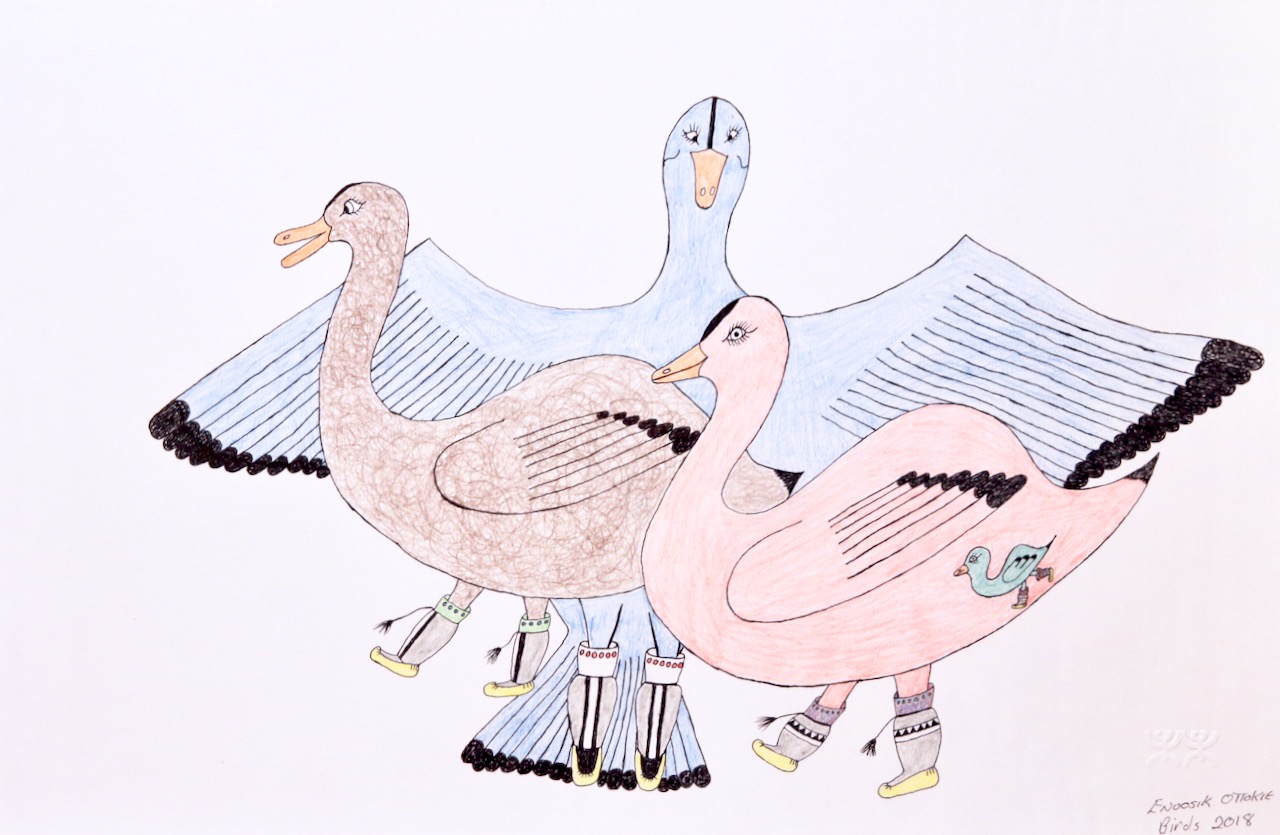 Enoosik Ottokie Untitled (Booted Ducks) 15 x 23 Coloured Pencil and Ink on Paper $ 525 071-0008