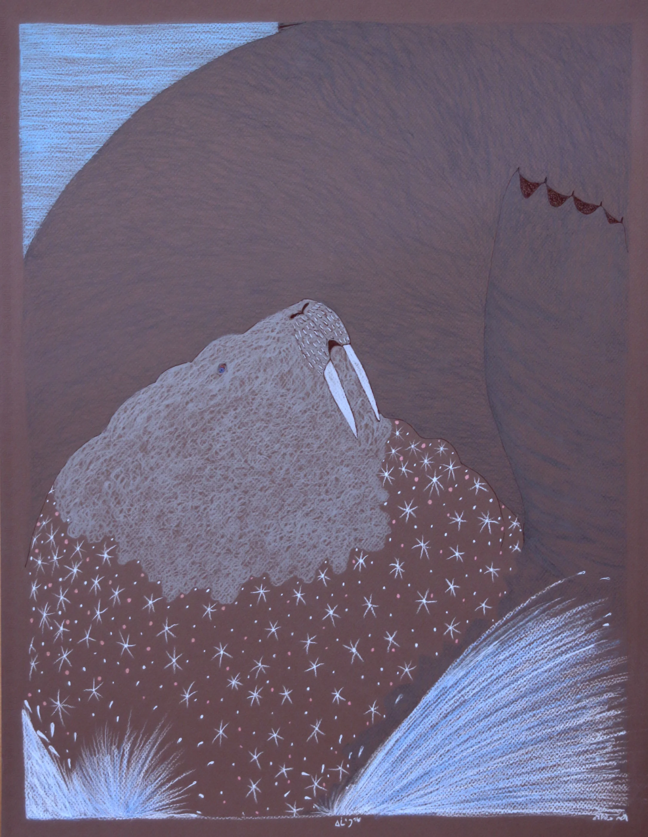 Ningiukuluk Teevee Untitled (Black Walrus) 25.5 x 19.5 Pastel on Paper $ 1525 151-0568