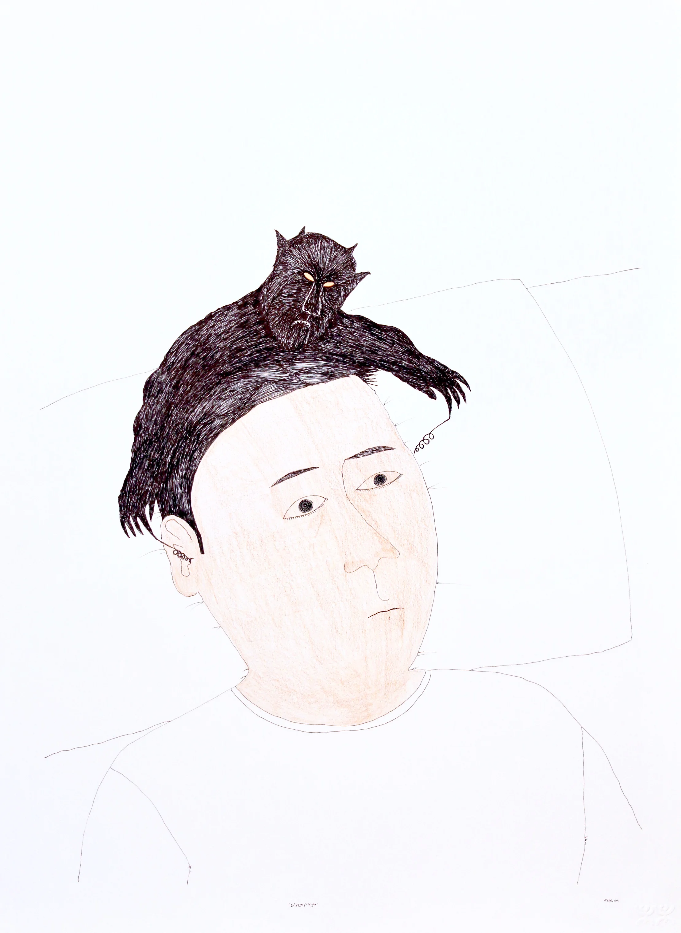 Ningiukulu Teevee Untitled (Demon Hair) 22 x 30 Coloured Pencil and Ink on Paper $ 2200 151-1328