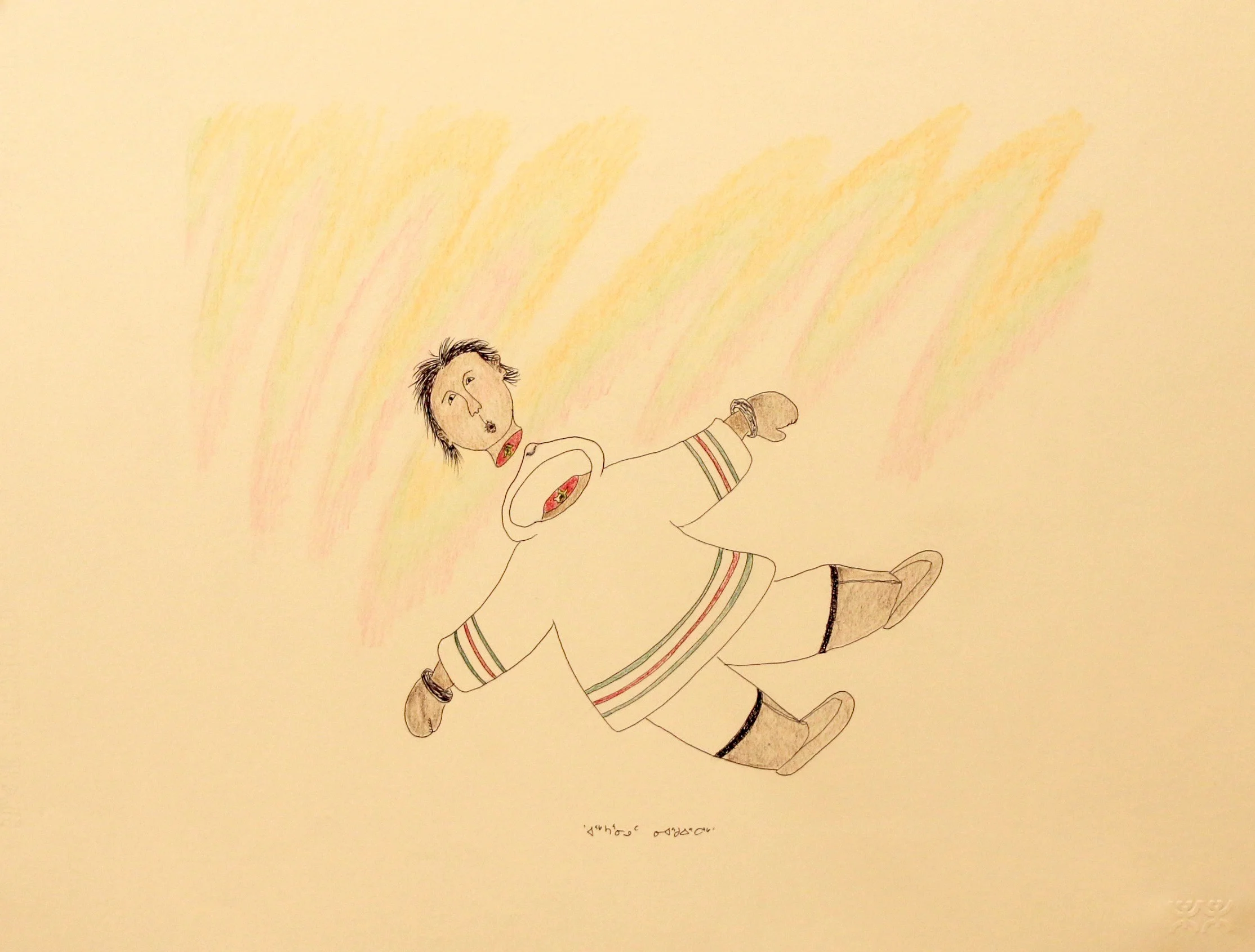 Ningiukulu Teevee Untitled (Decapitated Man) 20 x 20 Coloured Pencil and Ink on Paper $ 1500 151-1331