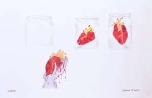 Elisapee Joanasie Untitled (Collecter of Hearts) 15 x 23 Coloured Pencil and Ink on Paper $ 285 216-0004