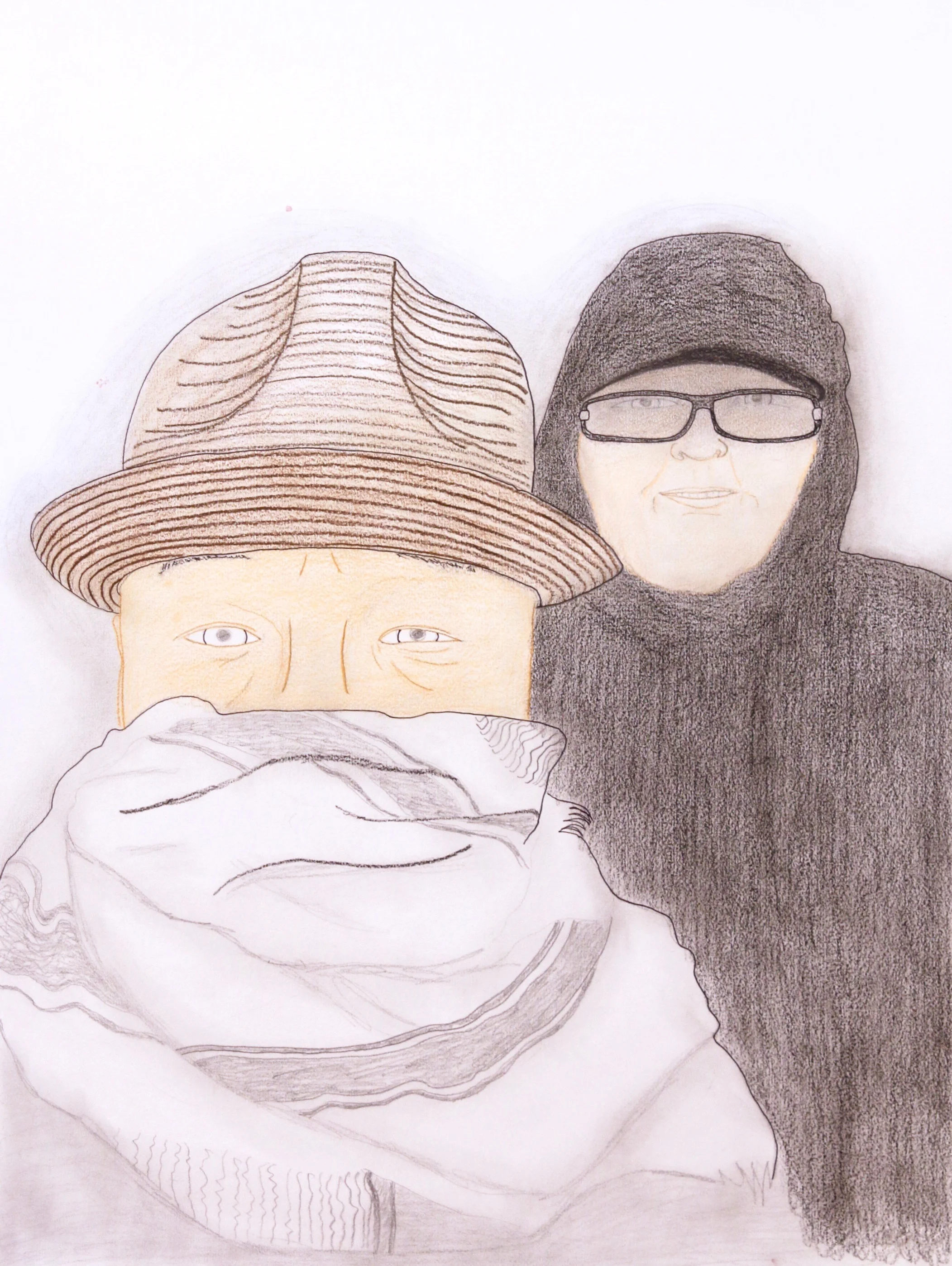 Joanasie Toonoo Untitled (My Parents) 25.5 x 19.5 Coloured Pencil and Ink on Paper $ 785 223-0012