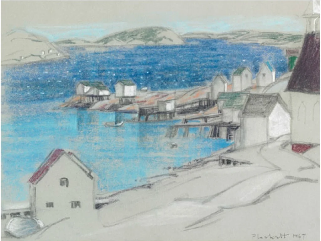 Joseph Plaskett Harrington Harbour (1967) 19 x 25 Pastel on Paper $ 3500