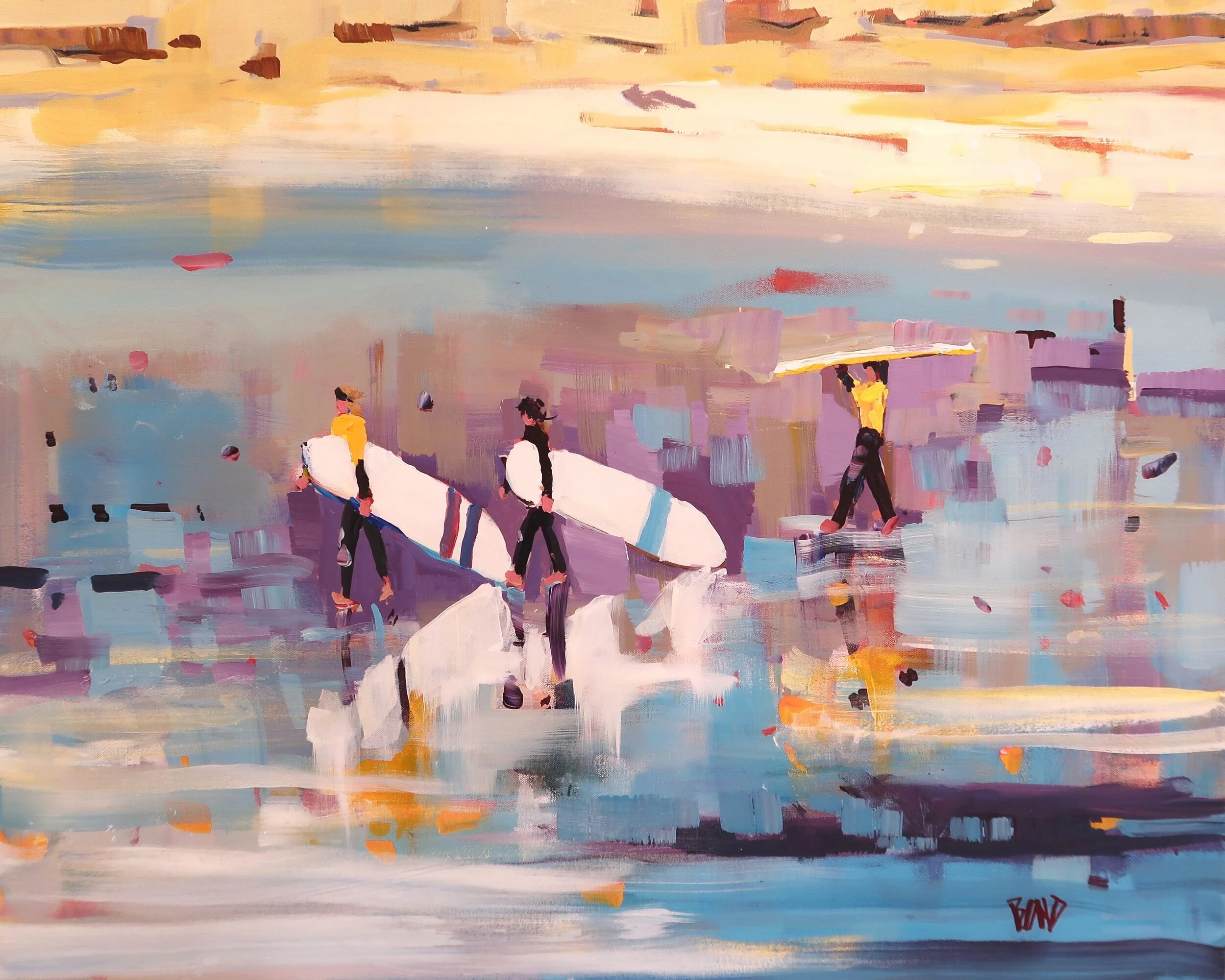Surfers of Long Beach 24 x 30 Inches Acrylic on Canvas $2950