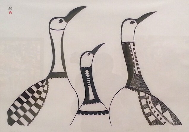 Towering Loons 24.75 x 34.25 Stonecut 1977 SOLD