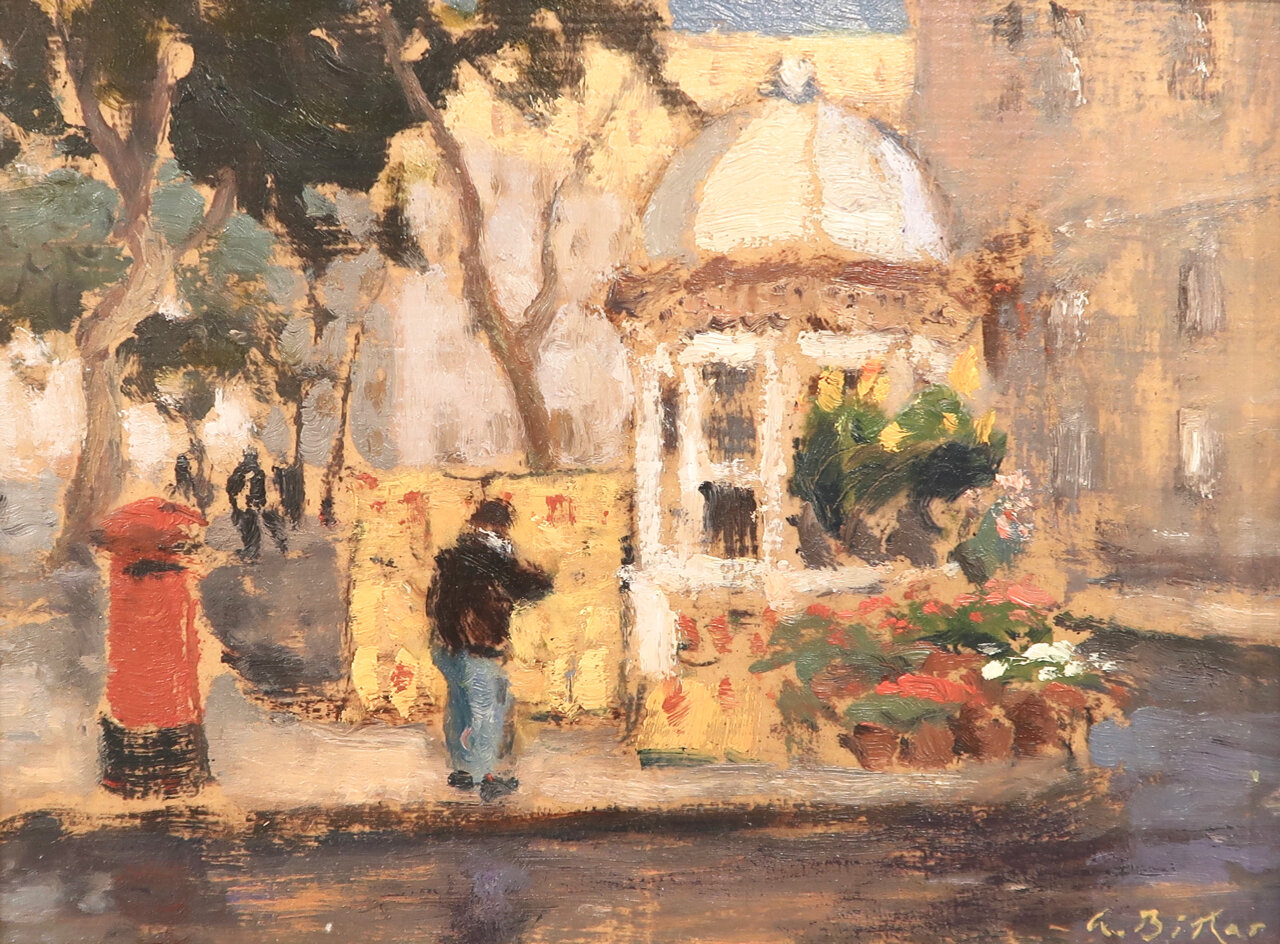A Flower Kiosk, Malta 6 x 8 Oil on Panel $ 2000