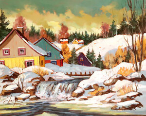 Claude Langevin Pres de la chute Oil on Canvas 16 x 20 $ 3650