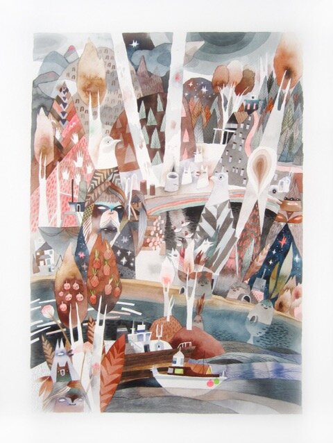 Meghan Hildebrand Black Sparkle 25 x 17.5 Watercolour $2350