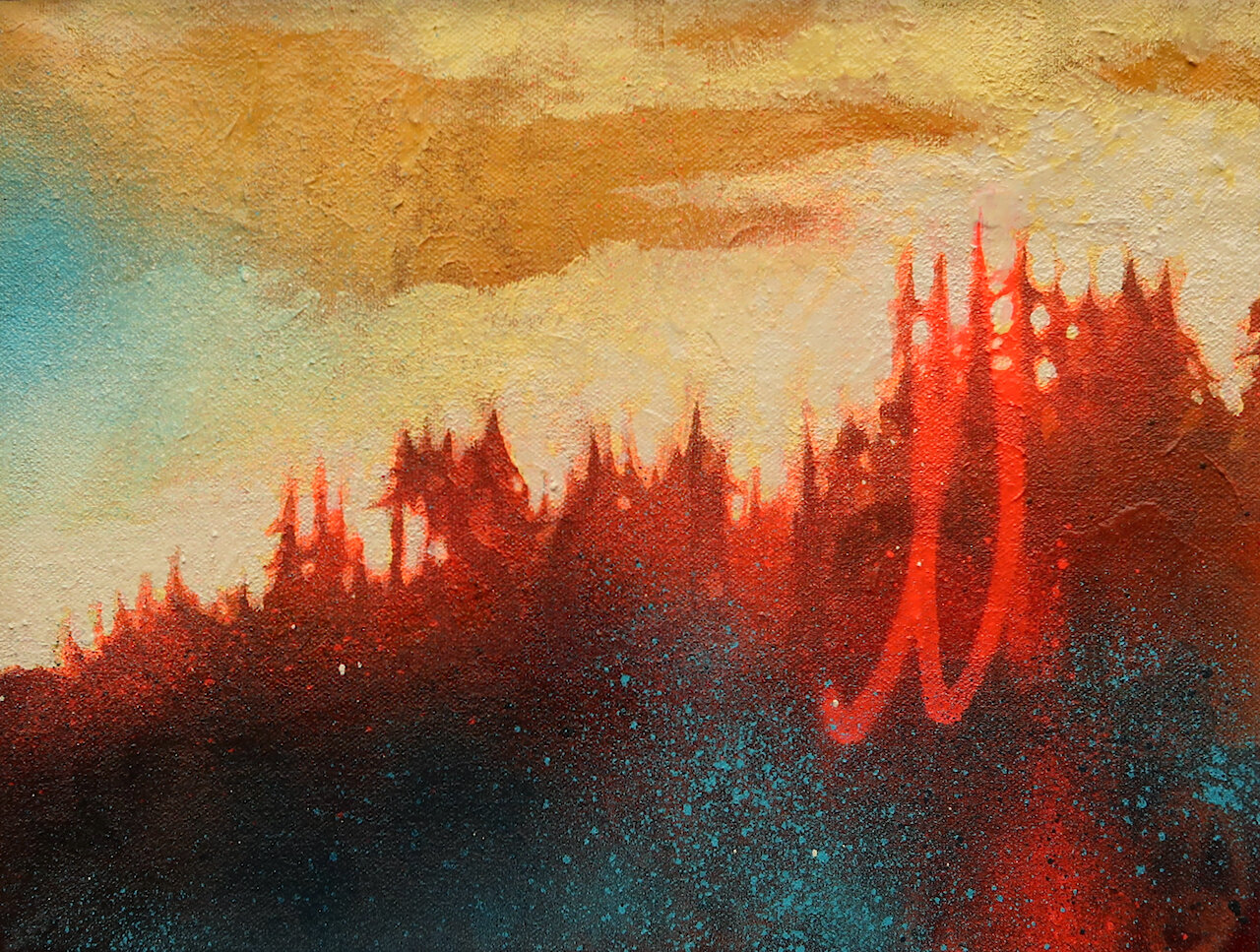 Sooke Hills Dying Light 10 x 13 Acrylic on Canvas SOLD