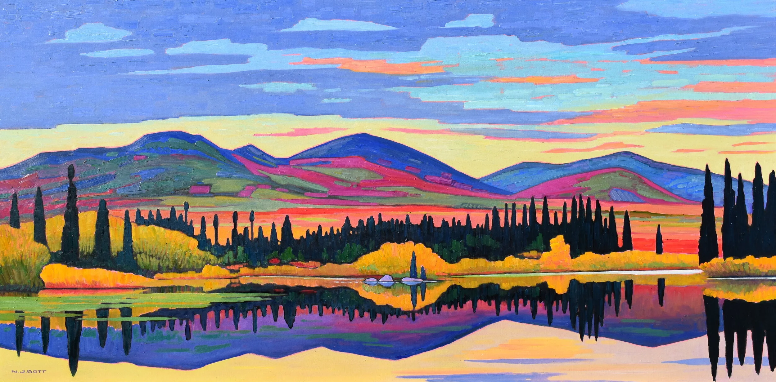  Yukon Reflections  Oil on Canvas  30 x 60 SOLD 