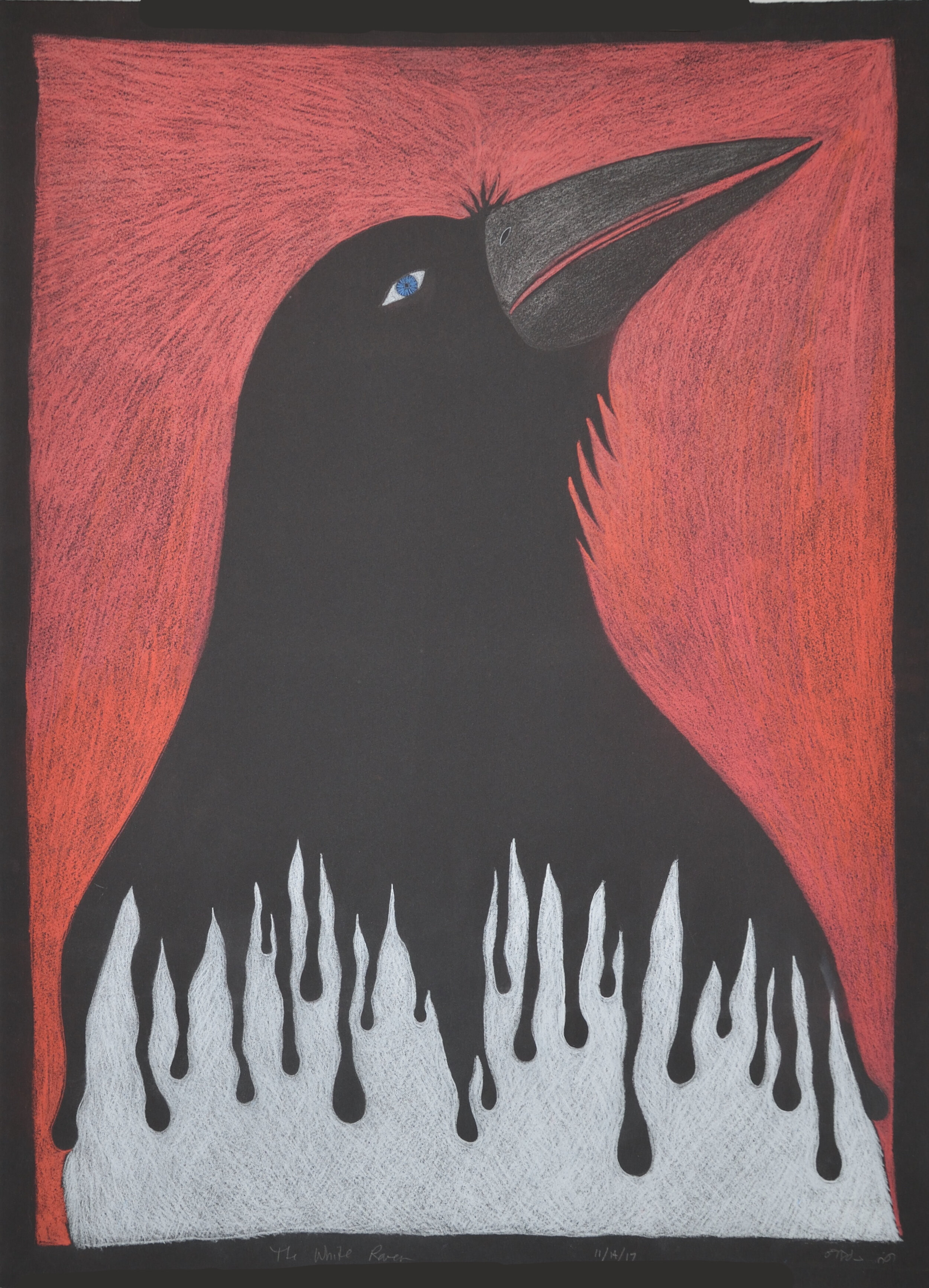 The White Raven 30 x 23 Graphite, Coloured Pencil and Ink SOLD 151-1259