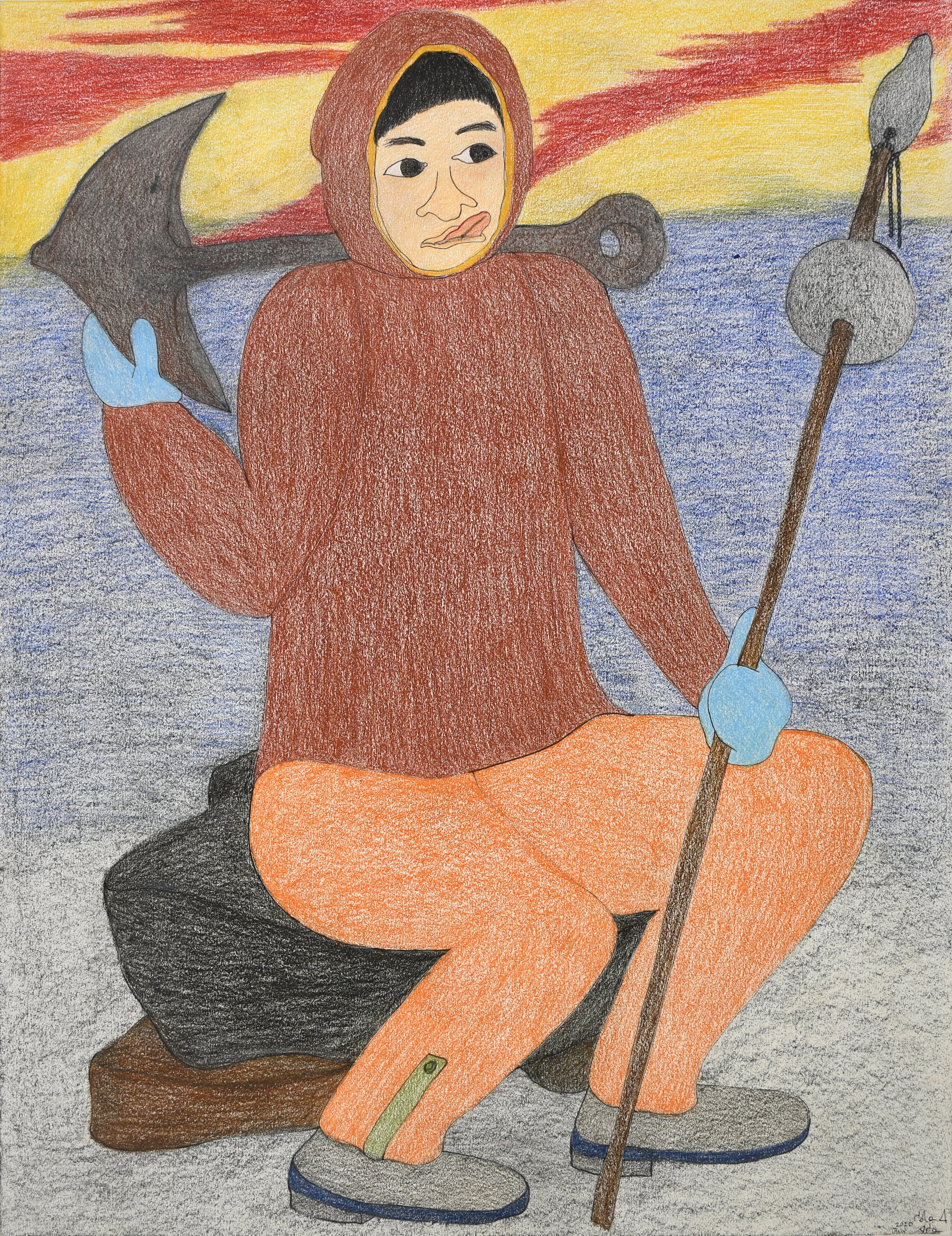  Shuvinai Ashoona Untitled (Man with Anchor) 30 x 23 Coloured Pencil, Ink #148-2375 $ 2500 