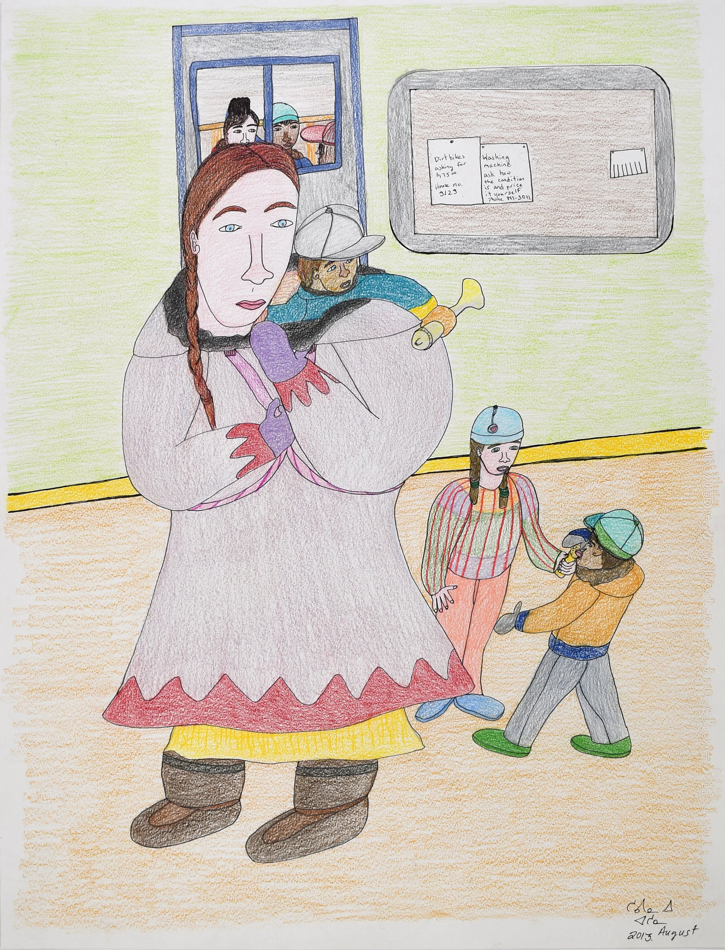  Shuvinai Ashoona Untitled (Mother and Children) 25.5 x 19.75 Coloured Pencil, Ink #148-1893 SOLD 