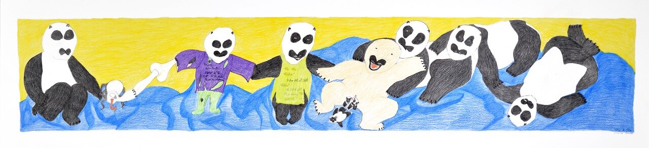 Shuvinai Ashoona Untitled (Pandas) 20 x 87.5 Coloured Pencil, Ink #148-2142 $8325