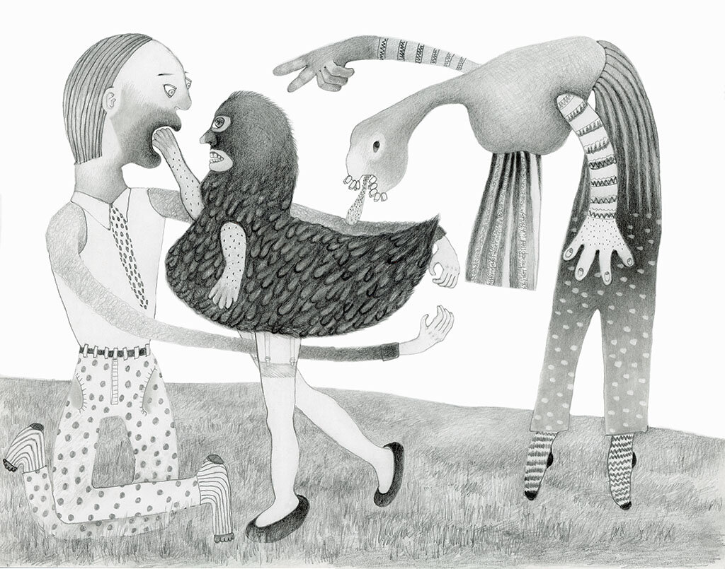 Three Stooges 11 x 14 Graphite on Paper $1450