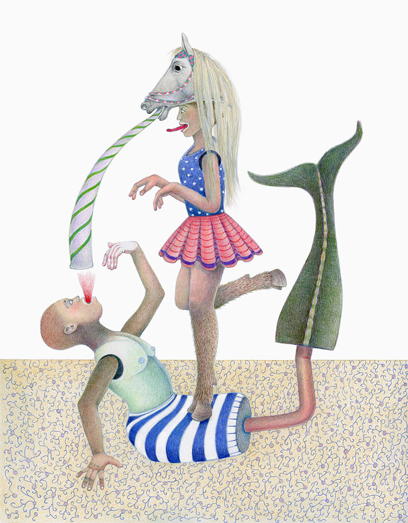Unicorn Triangle 14 x 11 Coloured Pencil on Paper $1600