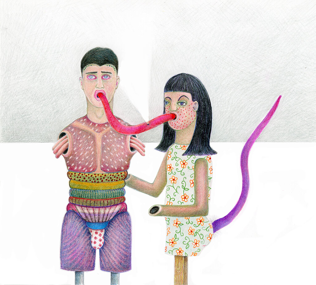 Consensual Tranmission Fluid #2 9.5 x 10 Coloured Pencil on Paper SOLD