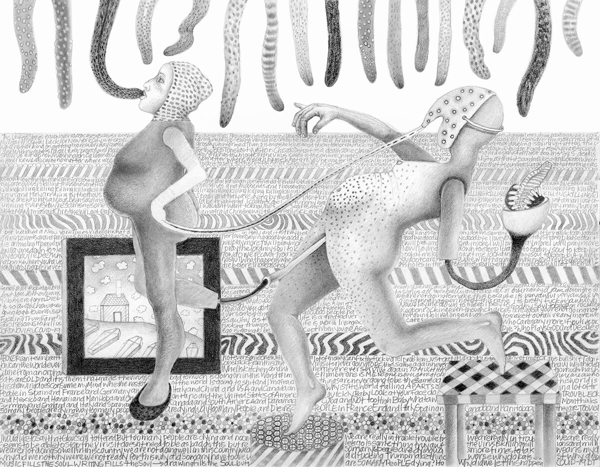Coffins in the Landscape 11 x 14 Graphite on Paper $ 1450