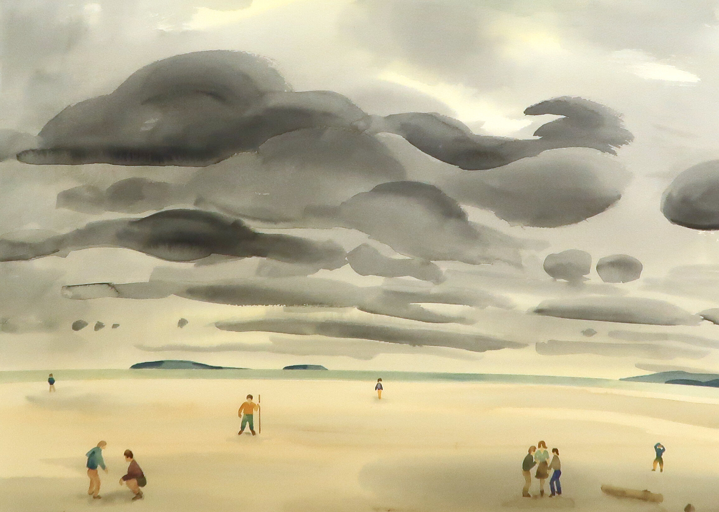 Colin Graham Beach Day 22.5 x 29.5 Watercolour 1995 SOLD