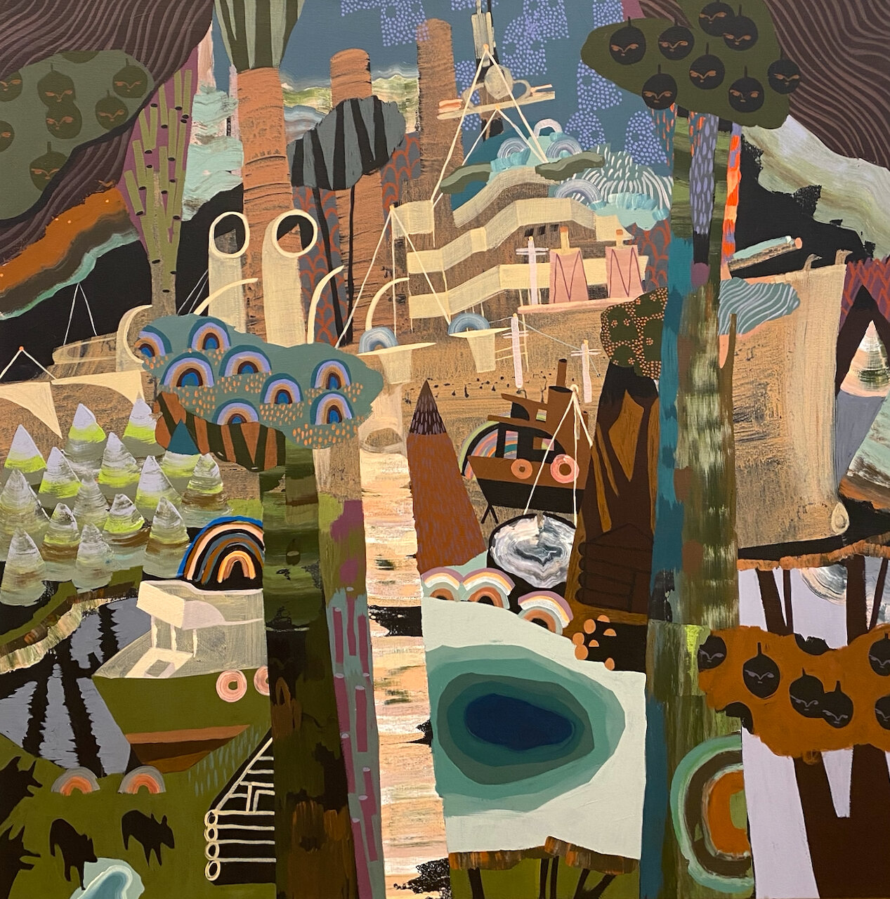 Gathered in the Woods 36 x 36 Acrylic on Canvas SOLD