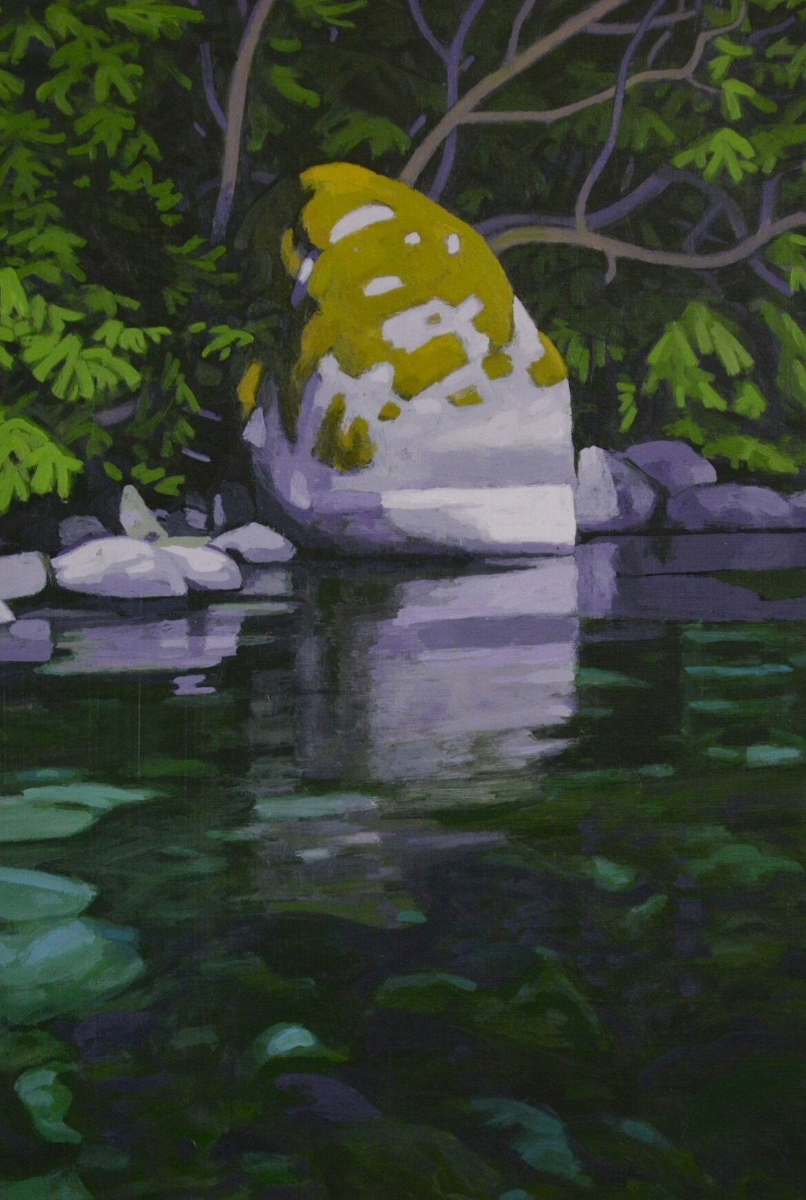 The Mossy Rock 12 x 18 Acrylic on Board SOLD