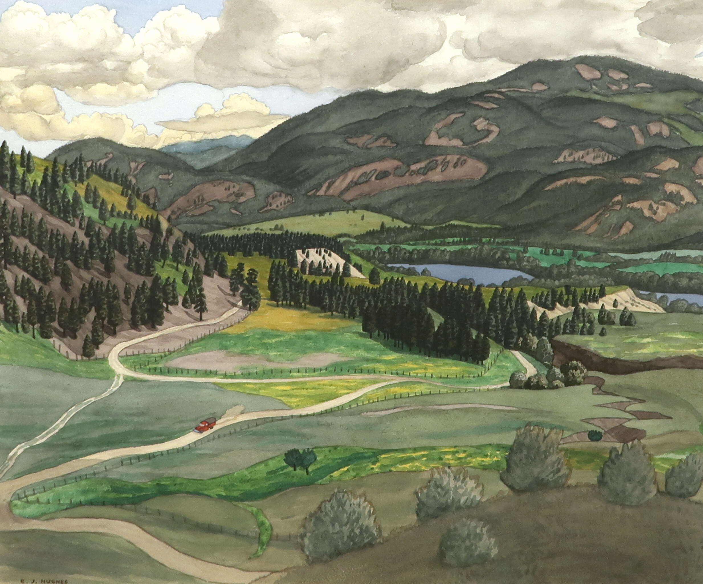South Thompson Valley Near Pritchard 20 x 24 Inches Watercolour 1962 SOLD