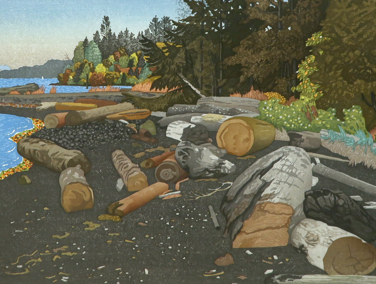 Seashore at Crofton 18 x 24 Colour Woodcut A.P. 8/10 SOLD