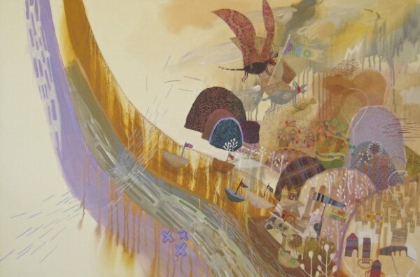 Amandica and Jessifer 30 x 45 Oil, Acrylic and Mixed Media on Canvas SOLD