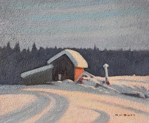  Nicholas Bott Barn, Bulkley Valley 10 x 12 Oil on Board 1979 SOLD 