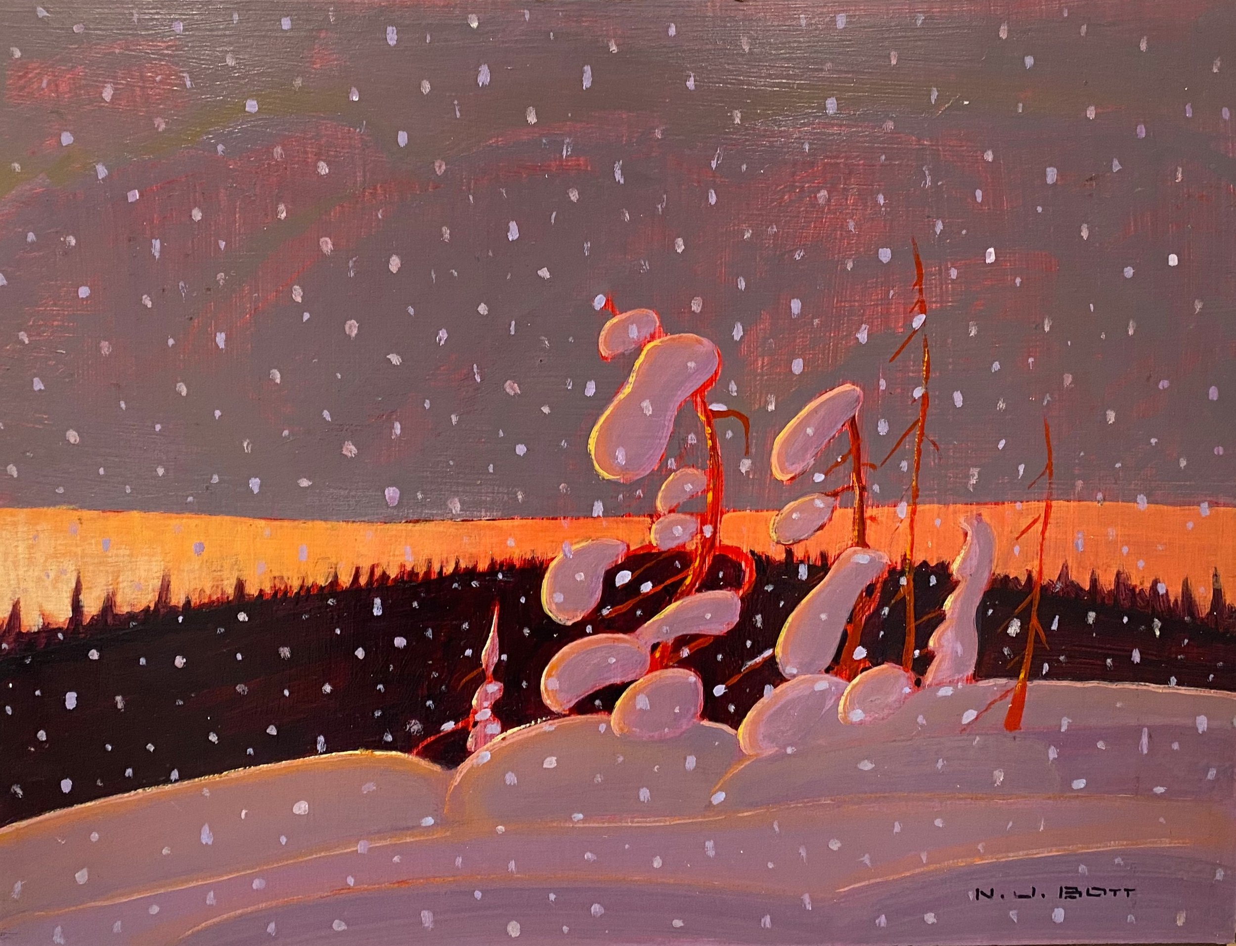 Snowing 12 x 16 Oil on Board SOLD