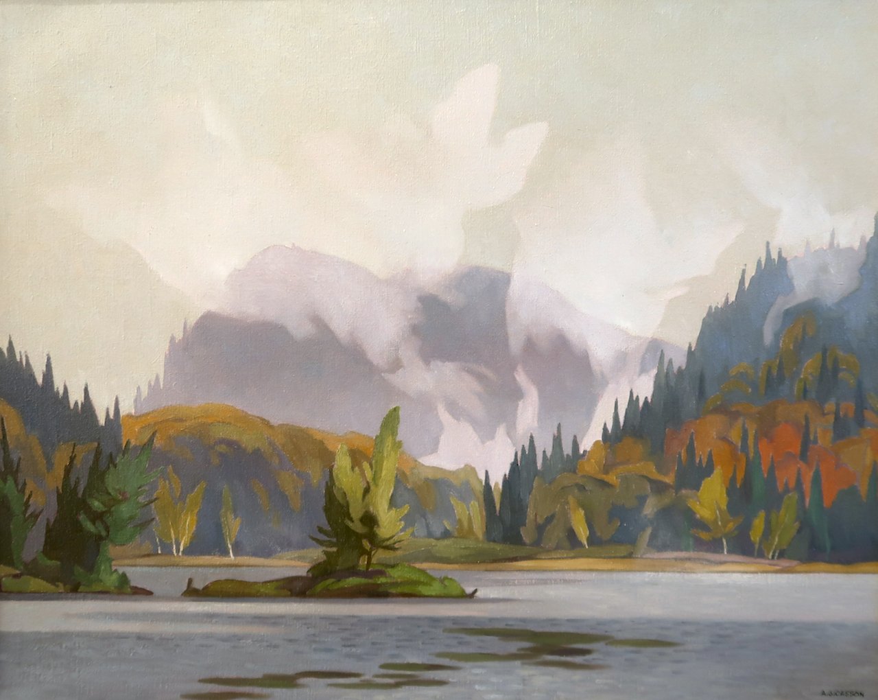 A.J. Casson Morning Mist - Oxtongue Lake 24 x 30 Oil on Canvas 1973 SOLD