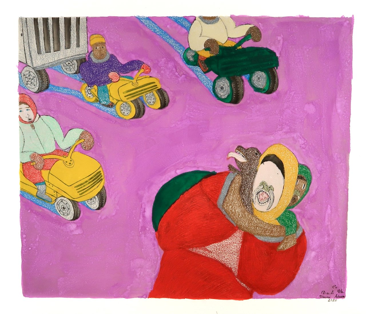 Shuvinai Ashoona Composition 4 23 x 26.5 Inches (Image) 29 x 39 Inches (Sheet) Engraving and Watercolour Edition: 2/5 SOLD