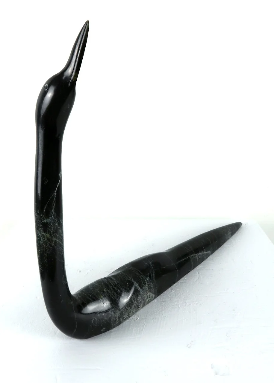  Ningeosiaq Ashoona Loon 15 x 11.5 x 2.25 Serpentine SOLD 