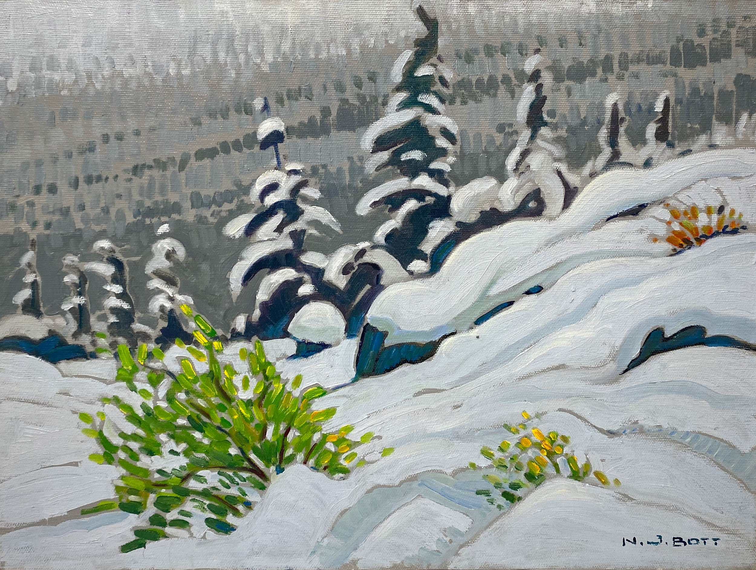 The Snow Came Early 12 x 16 Oil on Canvas 1997 $ 2500