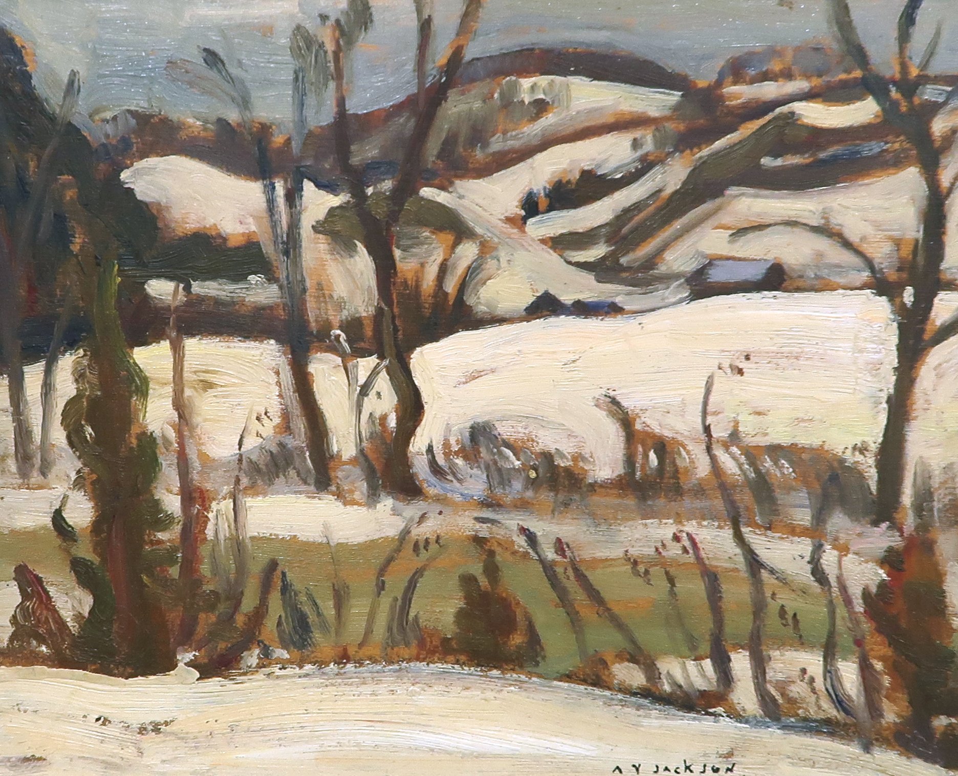 A.Y. Jackson The Creek, Ripon Que 10.5 x 13.5 Oil on Canvas 1950 SOLD