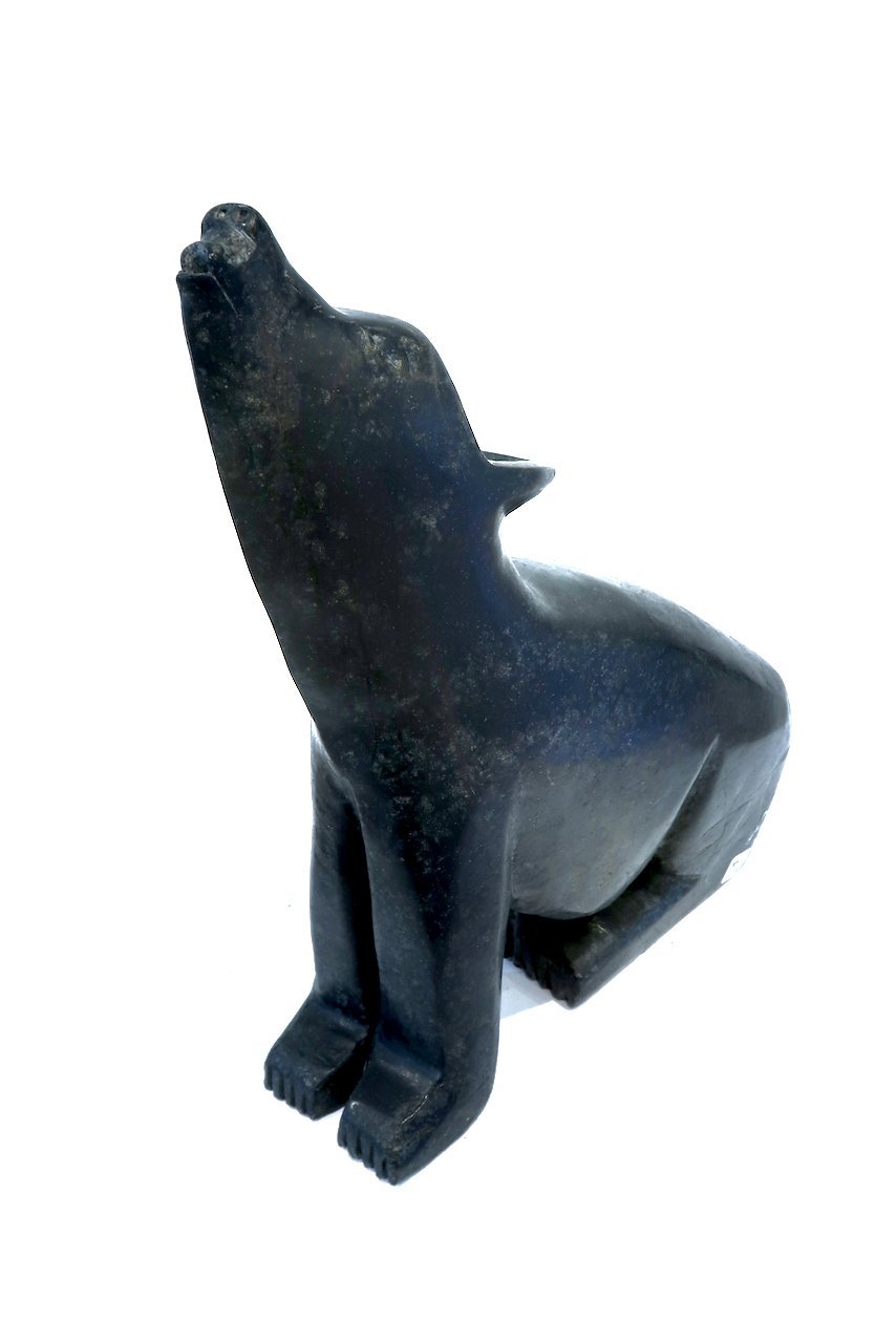  Etulu Salomonie Howling Wolf 13.5 x 13 x 4 Serpentine $ 3500 