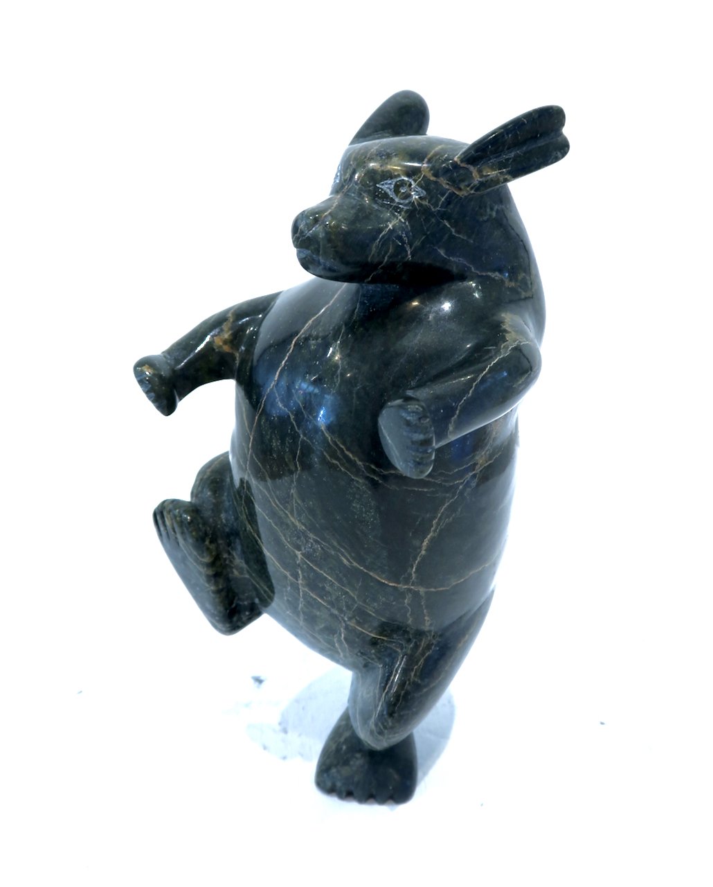  Pitseolak Qimirpik Dancing Rabbit 7.5 x 4 x 5.5 Serpentine $ 1500 