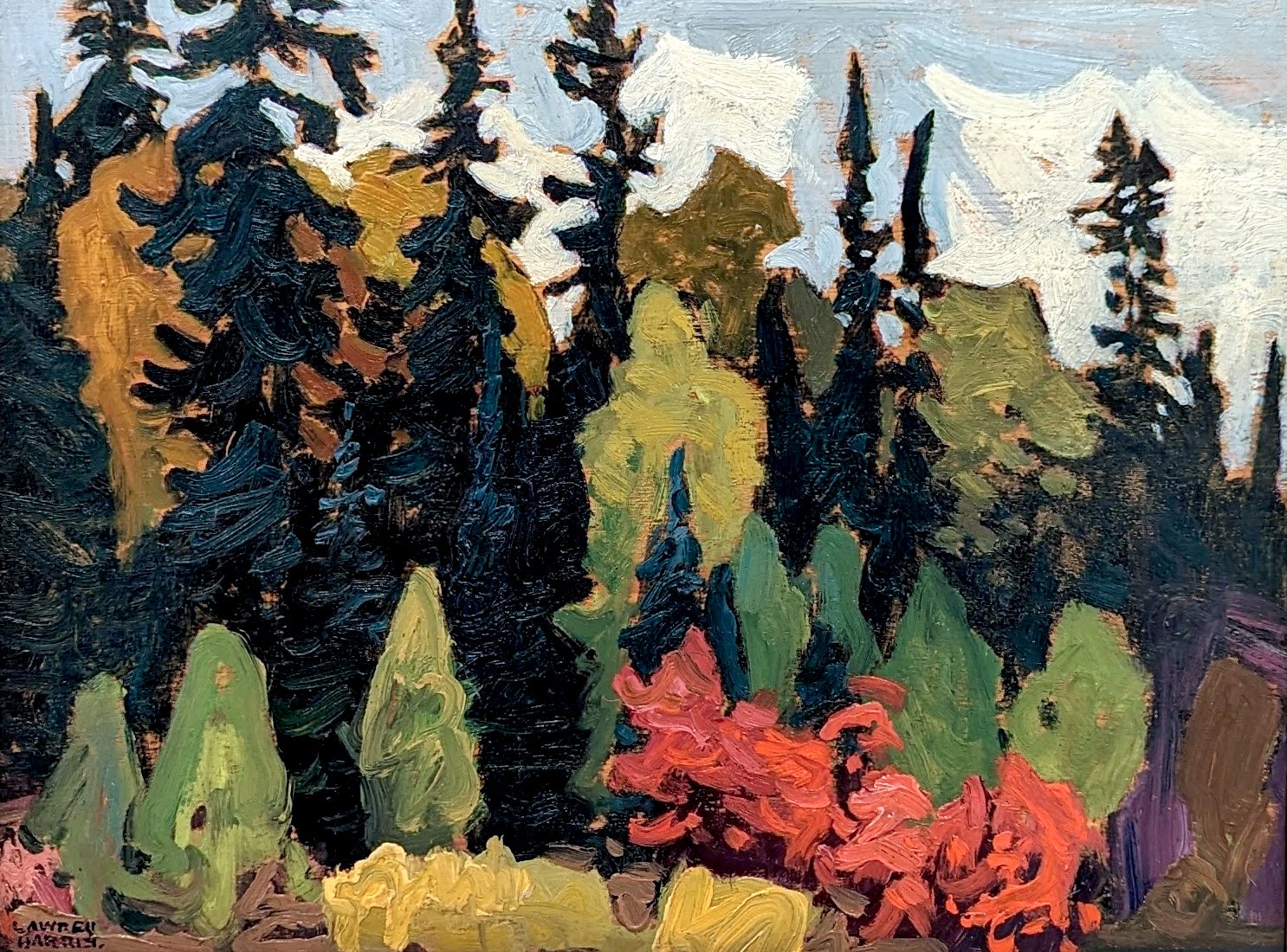 Lawren Harris Woods, Algoma 10.375 x 13.675 Inches Oil on Board 1919 SOLD