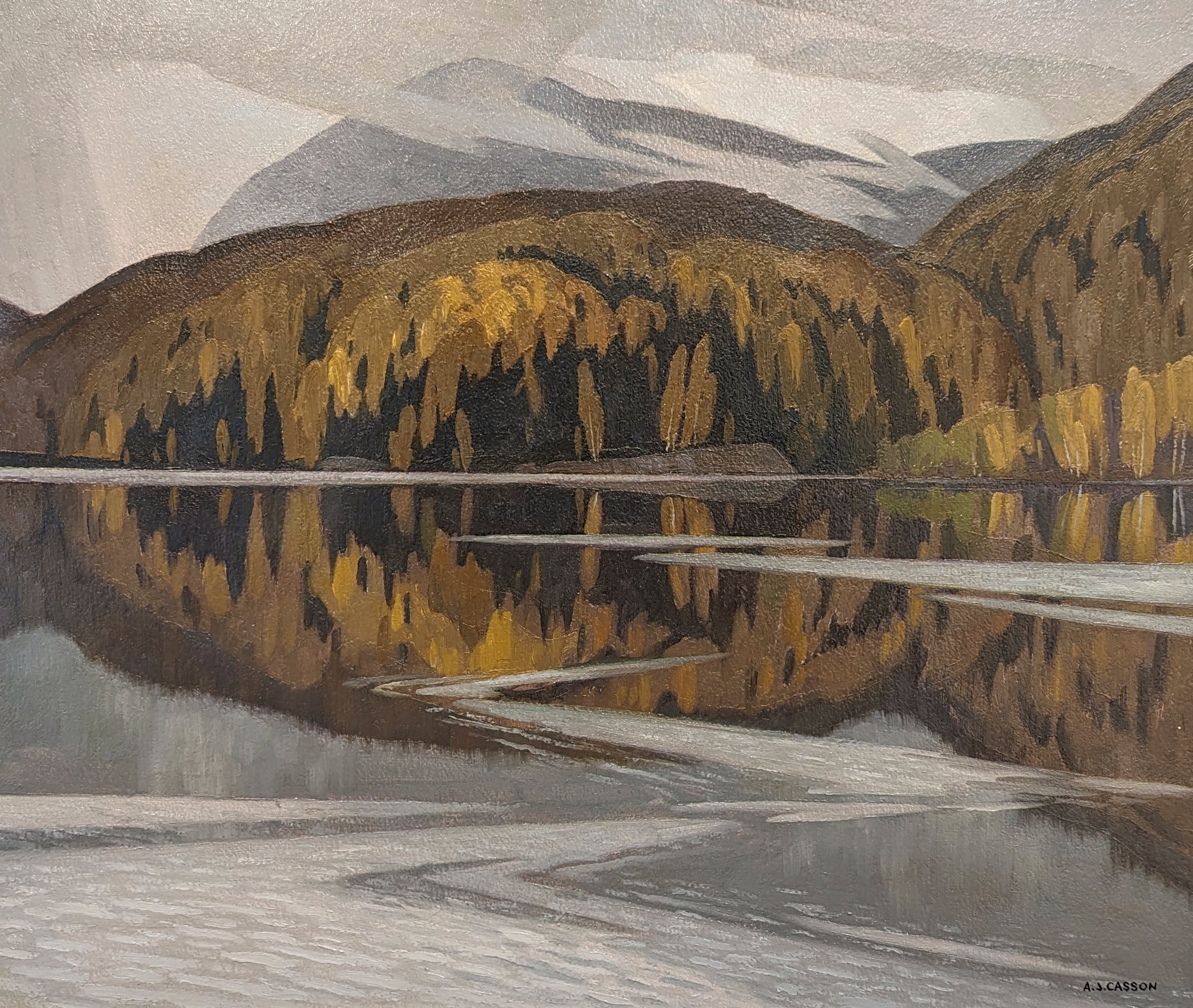 A.J. Casson After Rain - Redmond Bay 20 x 24 Oil on Board C. 1950 SOLD