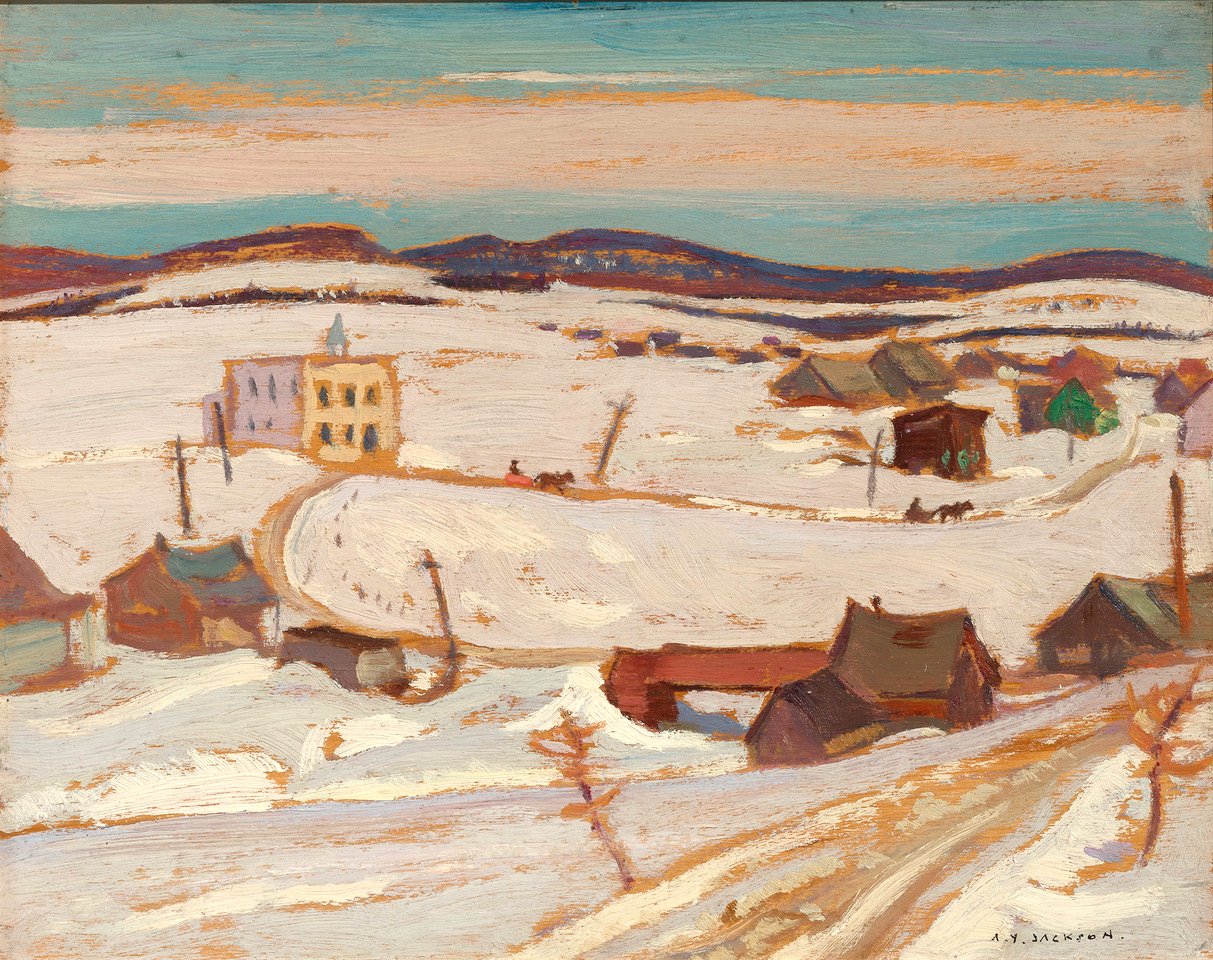 A.Y. Jackson St. Tite - Quebec 8.5 x 10.5 Oil on Board 1928
