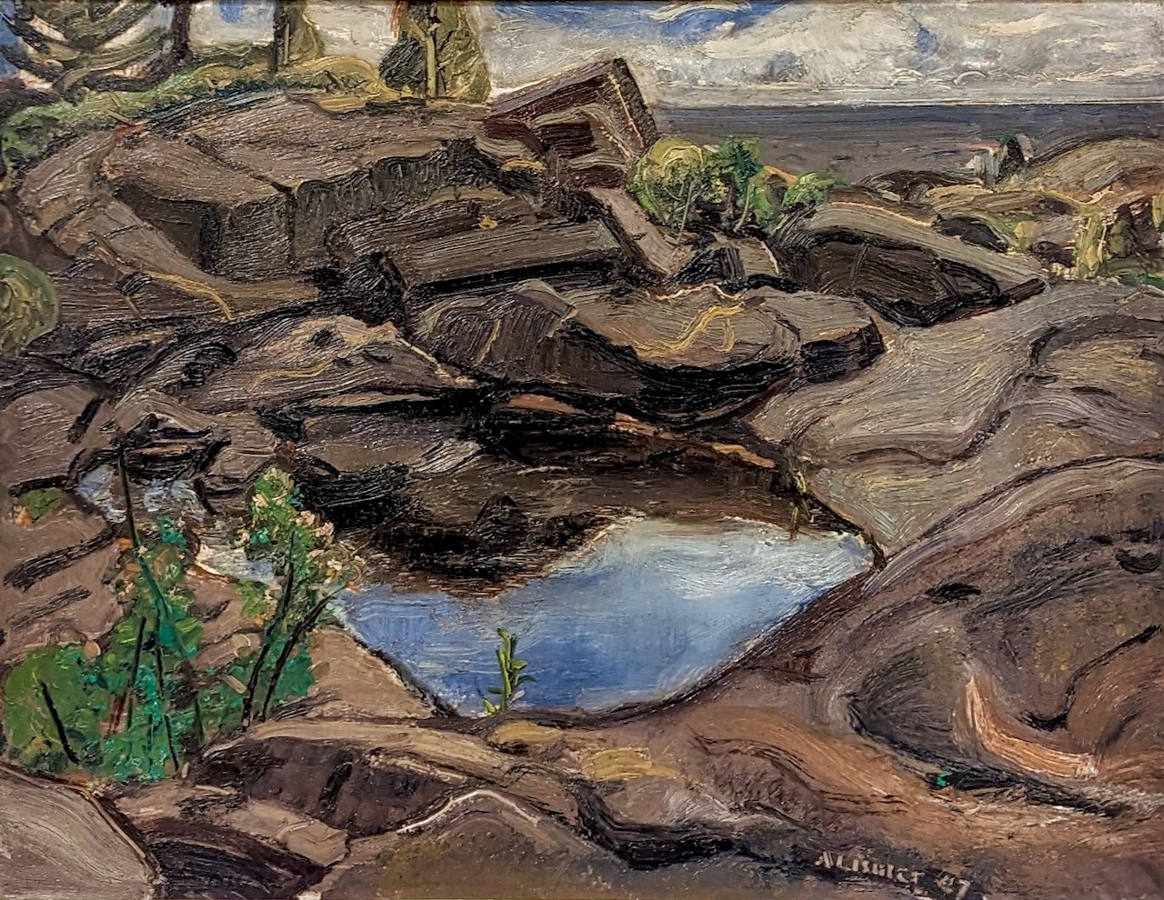 Arthur Lismer Rock Pool Georgian Bay 12 x 16 Oil on Panel 1947 SOLD