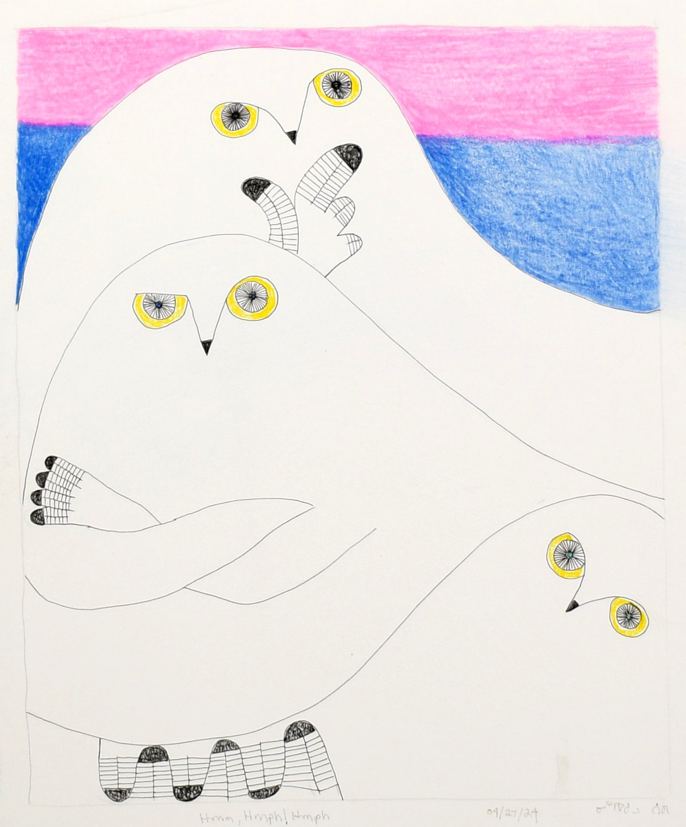 Hmm, Hmph, Hmph 13 x 10.75 Coloured Pencil, Ink # 151-1609 SOLD